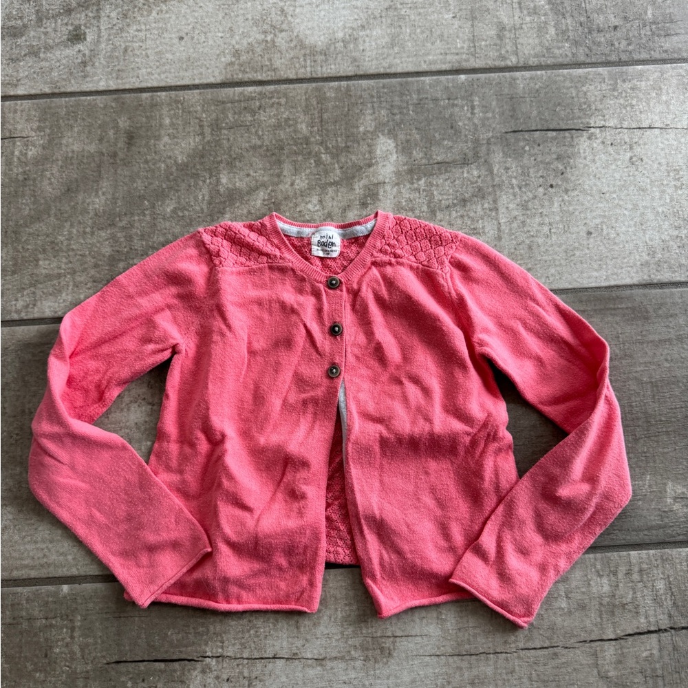 Mini Boden  Pink Button-Up Cardigan Sweater 7-8Y